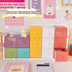 Japanese Cute Storage Box Small Drawer Square Splicing Desktop Storage Stacking Box Container Kids Toys Organizer Desk Organizer