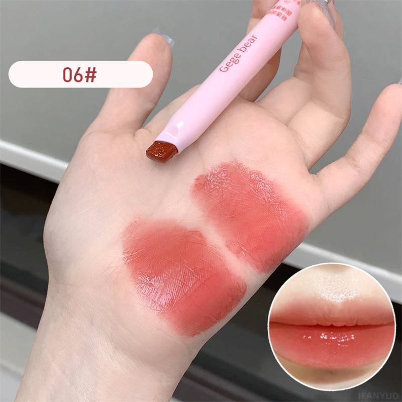 YICKYUE  -  Curved Design Moisturizing Lipstick Pen Easy To Color Smooth Long Lasting Clear Lipgloss Korean Lip Makeup Cosmetics 6 Colors