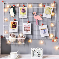 Ins Iron Grid Home Wall Decoration Photo Frame Wall Art Display Storage Shelf Organizer DIY Rack Holder Girl Bedroom Decoration