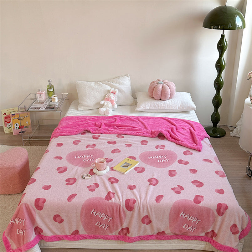 YICKYUE  -  Cartoon Cute Small Strawberry Cotton Fleece Blanket Skin-friendly Soft Sofa Decorative Blanket Warm Office Lunch Break Blanket