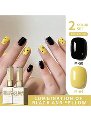 YICKYUE  -  2pcs Set 15ml Black and Yellow Painting Gel Nail Polish - UV/LED Soak Off, Formaldehyde-Free for DIY French Manicure Art at Home