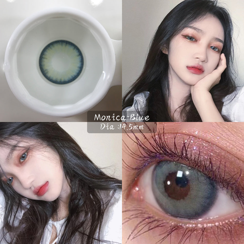 YICKYUE  -2pcs/pair Natural Lenses 3 Tone Monica Series Contact Lenses Colored Lenses for Eyes Eye Contacts Yearly Use(DIA:14.5mm)