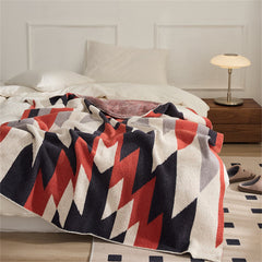 YICKYUE  -  Nordic-Style Half-side Velvet Blanket Geometric Bear Warm Nap Blanket Simple Knitted Sofa Blanket Bed End Blanket Home and Offic