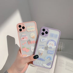 Cute cartoon 3D Relif bear phone case for iphone 11 Pro Max 7 8 plus XR X XS MAX case hard transparent cover fundas back soft