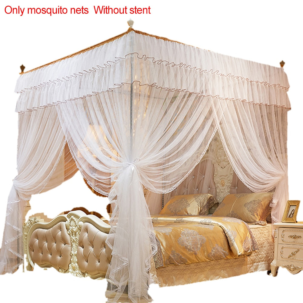 1.5*2 M European Style 4 Corner Post Romantic Princess Lace Canopy Mosquito Net No Frame for Twin Full Queen King Bed Netting Bedding