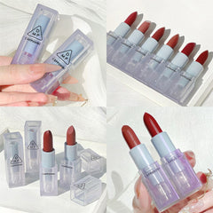 6 Colors Velvet Matte Lipstick Waterproof Long Lasting Non-stick Cup Lip Makeup Transparent Blue Tube Lipstick Sexy Red Lip Tint
