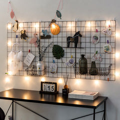 Ins Iron Grid Home Wall Decoration Photo Frame Wall Art Display Storage Shelf Organizer DIY note board  Rack Bedroom Decoration
