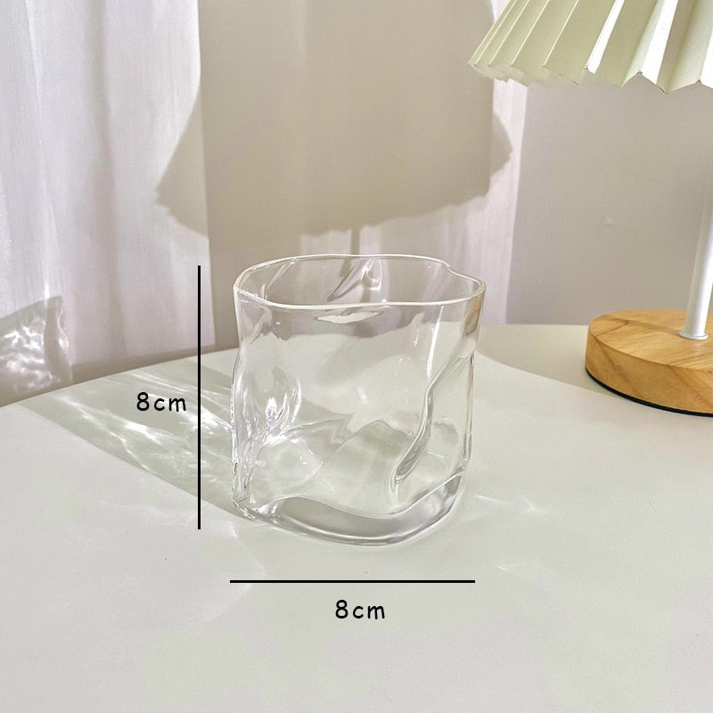 InsCreative Irregular Transparent Glass Cup Nordic Simple Special-shaped Large Capacity Water Cup Household Whiskey Twisting Cup