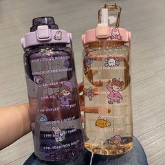 Large-capacity Scaled Drop-proof High Temperature Resistant Water Cup Fitness Outdoor Portable  Sports Water Bottle with Straw