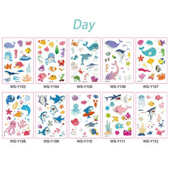 Tropical Fish Dream Whale Dolphin New Luminous Tattoo Sticker Children Fun Temporary Fake Tattoo Arm Leg Child Body Art Sticker