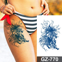 YICKYUE  -  Semi-permanent Juice Waterproof Temporary Tattoos Wings Cross Fox Sexy Body Art Tattoo Sticker Arm Sleeve Fake Tatoo Women Men