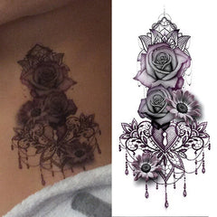 1pcs Purple Rose Tattoo Stickers Water Transfer Women Waist Girl Chest Body Art Temporary Tattoo Waterproof Flower Tatoos