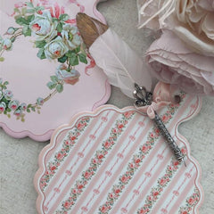 YICKYUE  -  Ceramic Placemat Retro Rose Printing Coaster Bowl Pots Mat Anti-scald Table Mats Elegant Pink Home Diningtable Decor Placemats