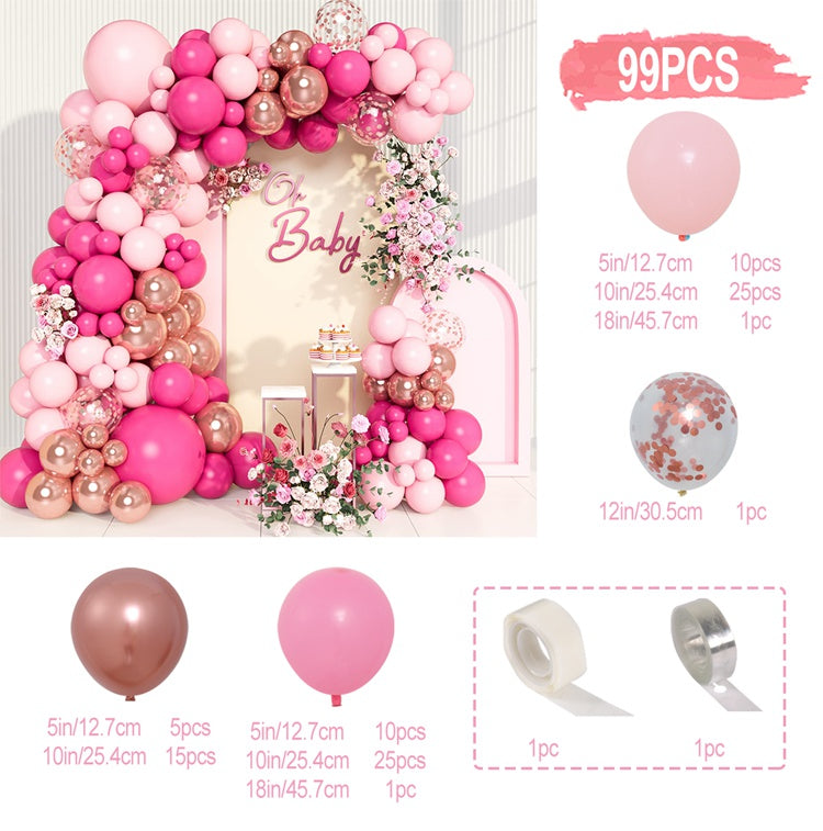 YICKYUE  -  Blue Pink Balloon Garland Arch Kit Wedding Birthday Party Decoration Kids 1st Birthday Ballon Baby Shower Confetti Baloon