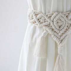 2 Pack Woven Curtain Tiebacks Handmade Macrame Decorative Curtain Holdbacks Boho Home Decor Farmhouse Curtain Window Treatment