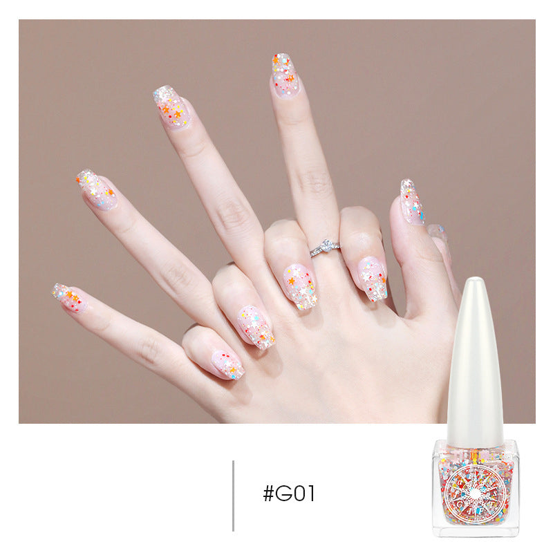 YICKYUE  -  Jelly Gel Nail Polish Nude Color Sequins Crystal Translucent Nail Art Gel Semi Permanent Manicure Glitter Top Coat Nails Varnish