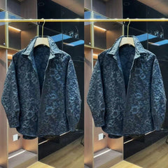 Hearujoy Relief Jacquard Design Shirt For Men Spring Autumn Long Sleeve Tops Streetwear Trendy Loose Anti-wrinkle Shirts Versatile