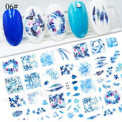 1PC Fall Leaves 3D Nail Stickers Autumn Geometrics Lines Leaf Decals Slider For Nails Halloween Chiristmas Nail Art Decoration