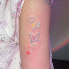 YICKYUE  -  Cherry Butterfly Star Temporary Tattoo Stickers Waterproof Cute Girl Fake Tattoo Female Arm Small Pattern Color Faux Tatouage