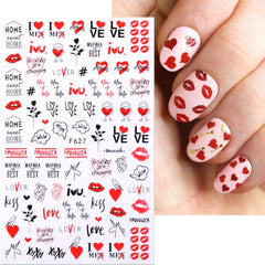 1PC 3D Nail Stickers Black Heart Love Self-Adhesive Slider Letters Nail Art Decorations Stars Decals Manicure Accessories