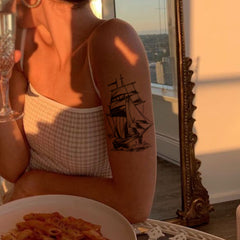 YICKYUE  -  1Pc Geometric Pattern Bohemia Rose Flower Temporary Tattoos Stickers Women Men Black Sailer Tatto Waterproof Arm Back Tattoo