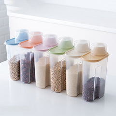PP Food Storage Box Plastic Clear Container Set with Pour Lids Kitchen Storage Bottles Jars Dried Grains Tank 1.9L-2.5L H1211