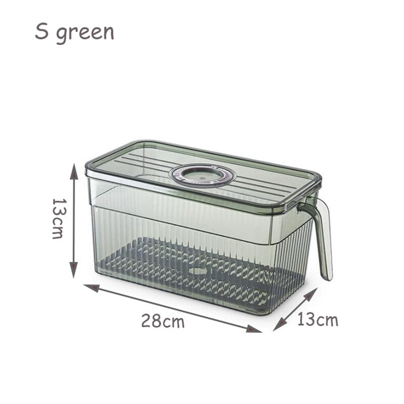 Yickyue Fridge Storage Organizer Plastic Storage Container Storage Box Kitchen Organizer Plastic Baskets Food Container with Drain Board