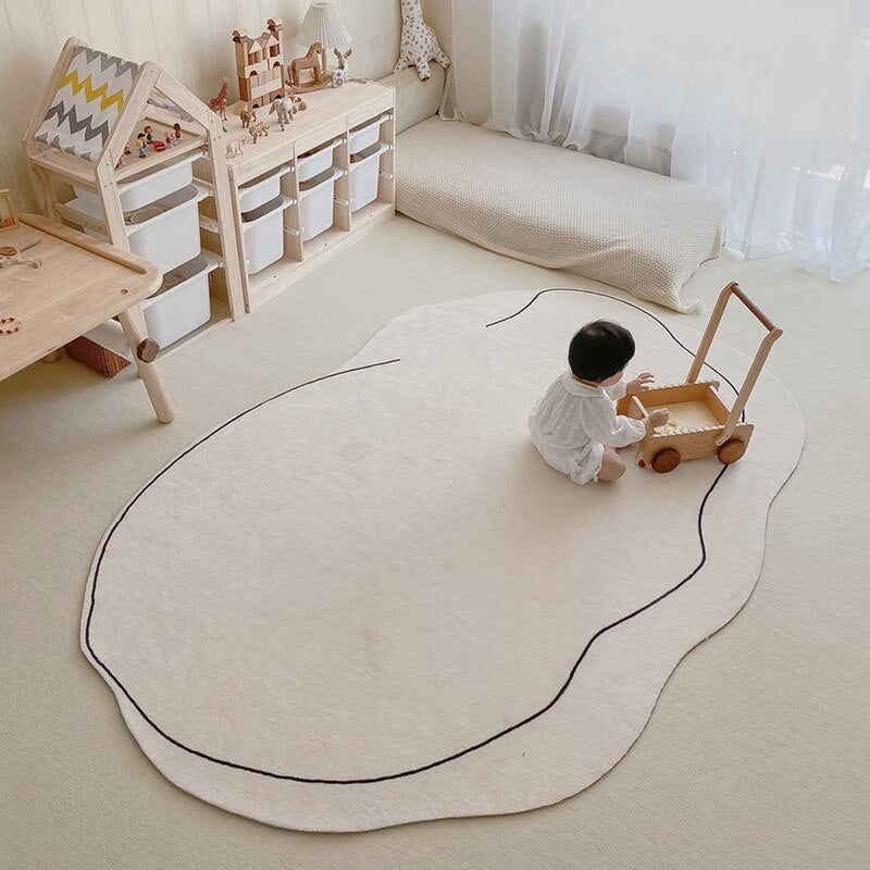 INS Irregular Floor Mat Large Area Rugs for Living Room Nordic Plush Carpets Soft Kids Play Mat Non-slip Bedroom Bedside Rugs