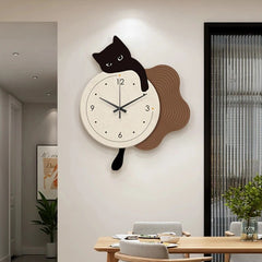 Yickyue Cats Kawaii Wall Clocks Stylish Nordic Cute Modern Clock Wall Background Quartz Classic Funny Reloj De Pared Home Decor Interior