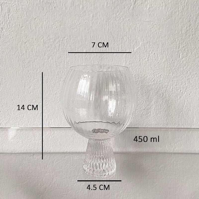 Round Drum Water Cup Ins Style Glass Fat Round Cup Stripe Cute Milk Coffee Cup Simple French Drinking Utensils Desktop Ornaments