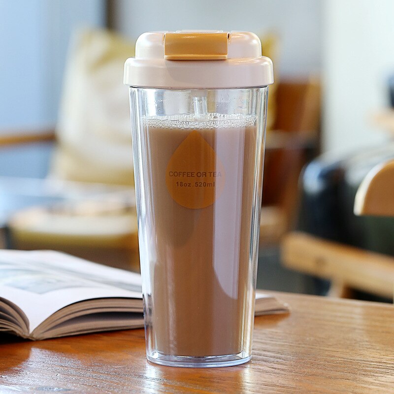 Yickyue 320/520ML Straw Cup Plastic Leakproof Water Bottle with Straw Lid Reusable Large Capacity Couple Cup Fashion Drinking Cup