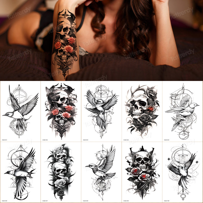 YICKYUE  -  10pcs/lot sketch tattoo designs rose peony flowers butterfly temporary tattoo & body art painting sexy fake tattoo for women