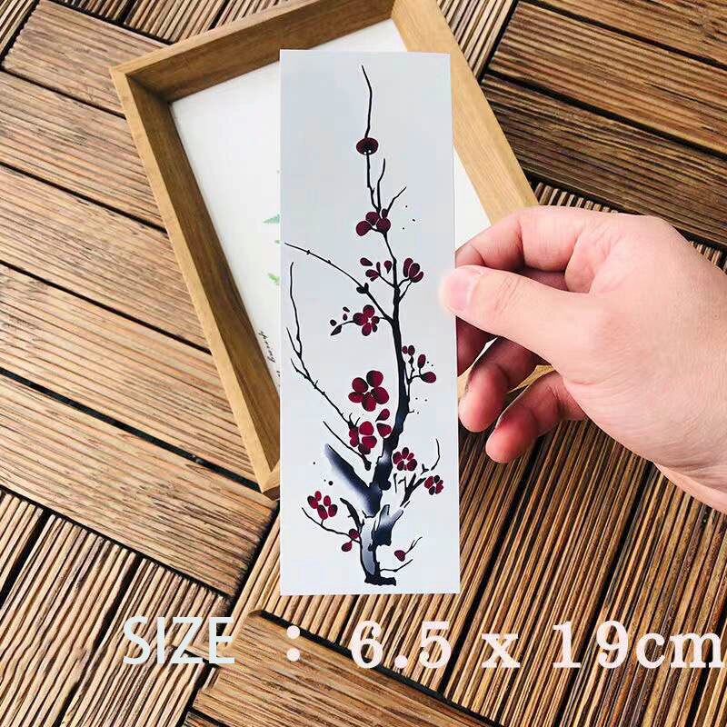 Waterproof Temporary Tattoo Sticker Chinese Ink Style Plum Flower Design Body Art Fake Tattoo Flash Tattoo Arm Leg Male Female