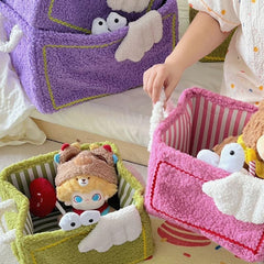 YICKYUE  -  1Pc Creative Cute Cartoon Funny Little Monster Shape Storage Basket Home Portable Foldable Toys Snack Sundries Storage Basket