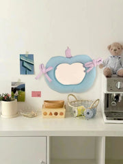 YICKYUE  -  Apple Cotton Makeup Mirrow Bathroom Korean Wall Hanging Mirror Home Bedroom Bathroom Irregular Makeup Mirror Decorative Mirror