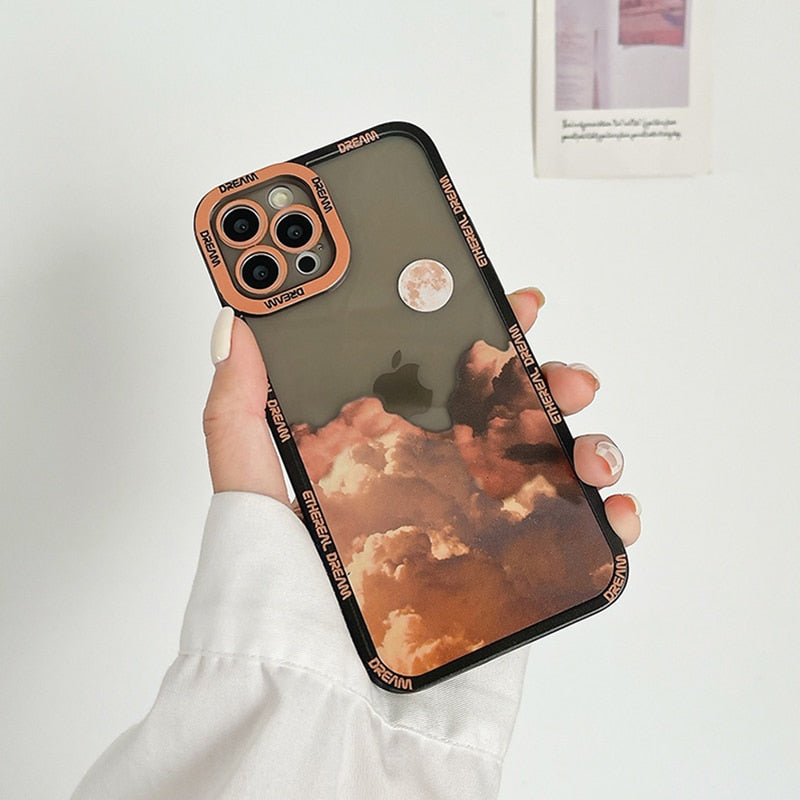 Luxury Sunset Clouds Silicone Shockproof Clear Case For iPhone 11 12 13 Pro Max Mini X Xs XR 7 8 Plus SE 2 Lens Protection Cover