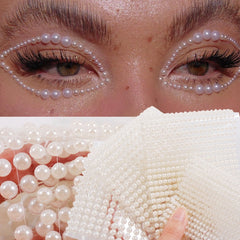 Yickyue 3D Eyes Face Makeup Temporary Tattoo Self Adhesive Beauty White Pearl Jewels Stickers Festival Body Art Decorations Nail Diamond