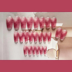 YICKYUE Wine Stain Halo Wear Nail Patch Glitter Nail Piece In Autumn And Winter White Fake Nails Nail Patch Finished Nail