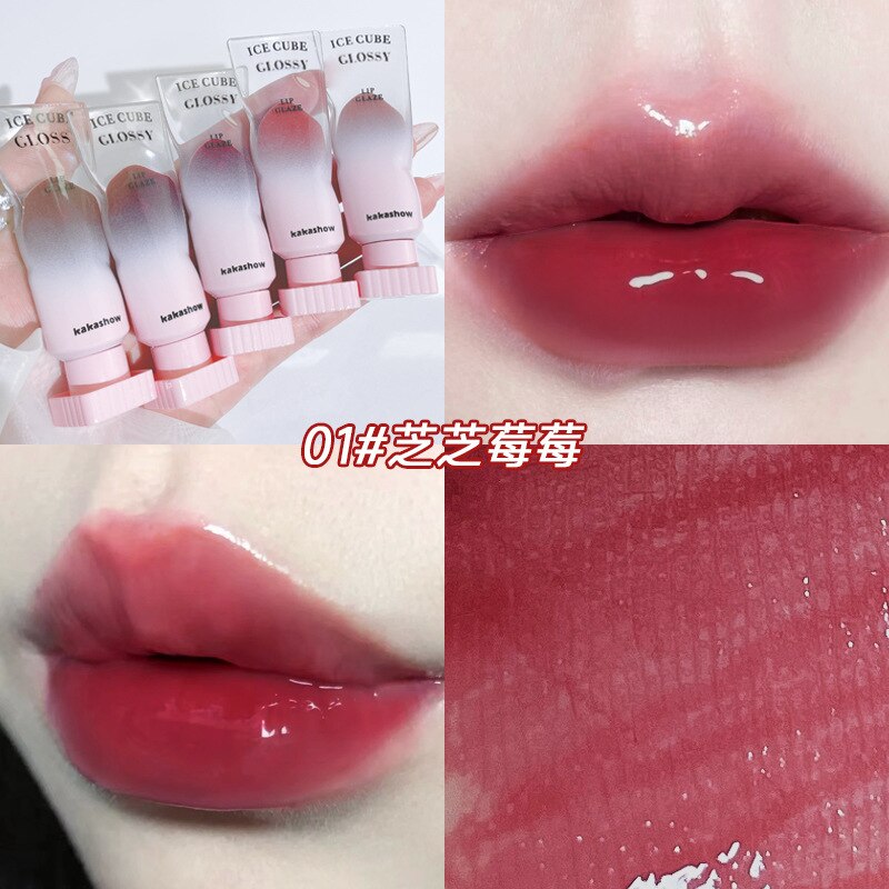 Transparent Crystal Jelly Lip Gloss Shiny Transparent Mirror Moisturizing Liquid Lipstick Milk Tea Color High-value Lip Glaze