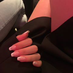 24pcs/box fake nails Bevel French Rhinestone Wearable Nail Art Finished Fake Nails Detachable nails accessories press on nails