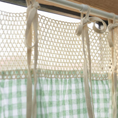 American rural green grid half curtain window bathroom door curtain custom for cabinet coffee