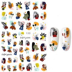 The Nails Stickers Abstract Sketch Face Nail Art Flower Leaf Manicure Design Self Adhesive Stickers For Nails
