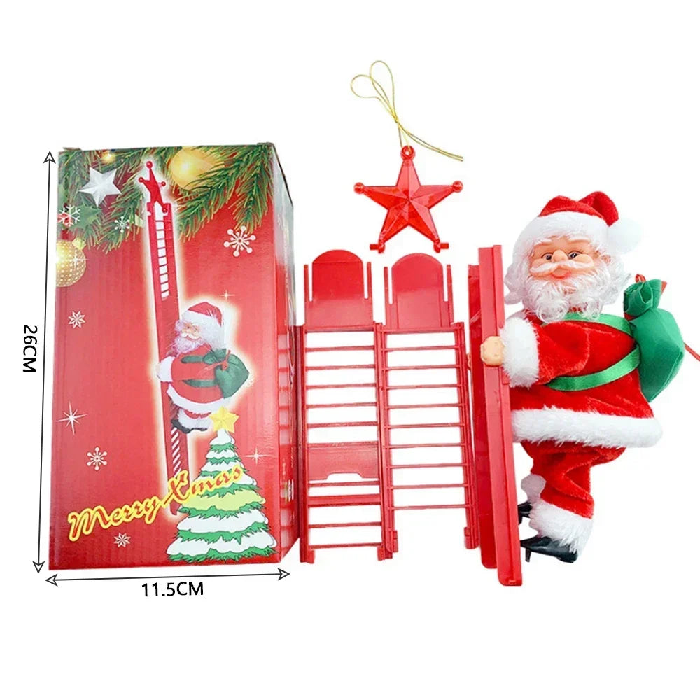 YICKYUE  -  Electric Climbing Ladder Music Santa Claus Doll Christmas Ornament Decoration Christmas Gift Christmas Tree Hanging Decor