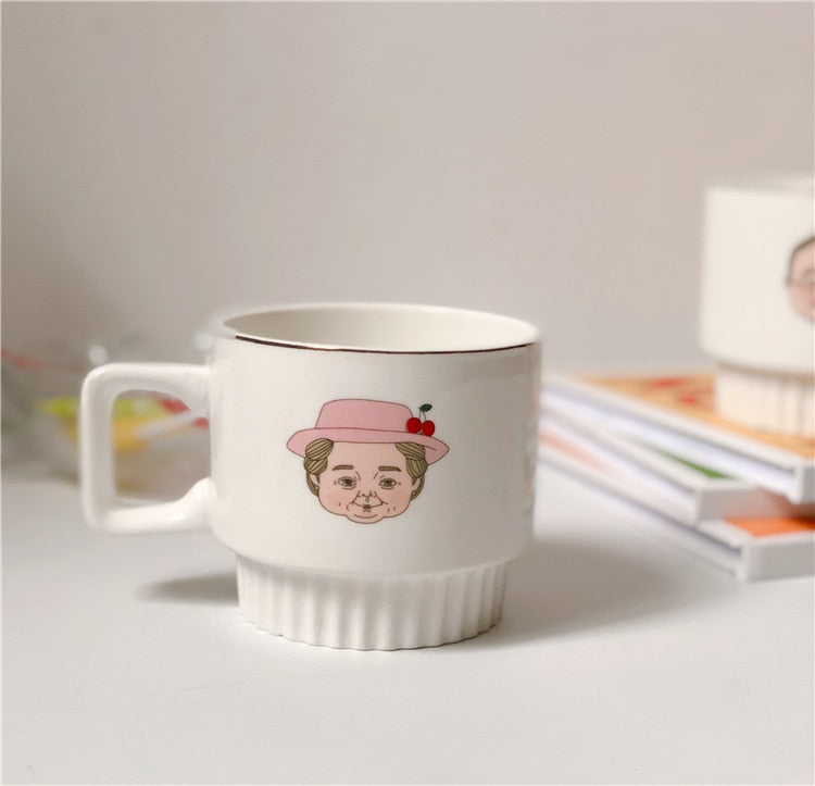 Korean couple ceramic granddad and granddad Mug creative granddad and granddad milk coffee mug