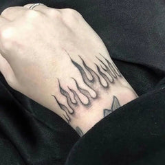 YICKYUE  -  Flame Chain Temporary Tattoo Sticker Waterproof Dark English Selfhood Fake Tattoo Neck Hand Back Men and Women Tattoo Stickers