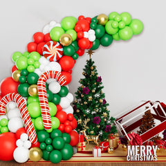 YICKYUE  -  Christmas Candy Cane Balloon Garland Arch Kit Merry Christmas Decorations For Home Navidad Xmas Happy New Year Balloons