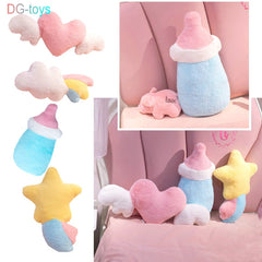 Girly Cloud Wishing Meteor Star Plush Pillow Angel Wings Heart Stuffed Cushion Milk Tea Cup Rainbow Sleeping Nap Pillow Bed