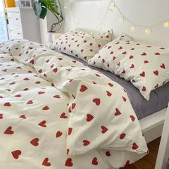 YICKYUE  -  Ins Style Bedding Set Fashion Solid Color Washable Duvet Cover Without Comforter Pillowcases Sheet for Student Soft Home Textile