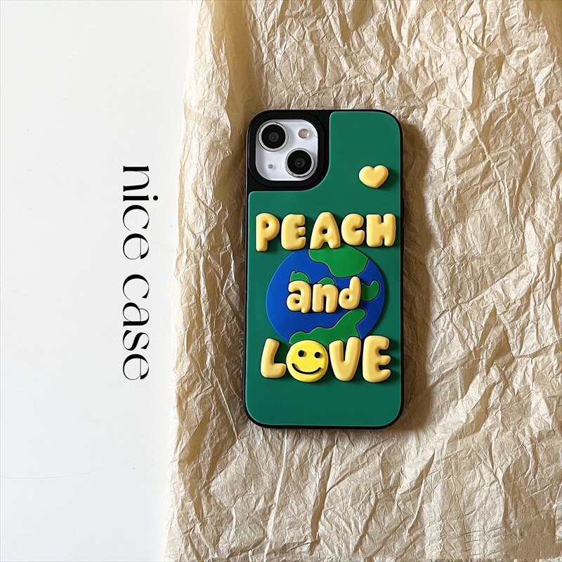 Cartoon 3D Clay Earth English Letter Shockproof Silicone Soft Case For iPhone 13 12 Pro Max 11 X XR XS 7 8Plus Lovely Back Cover