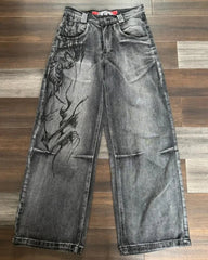 Hearujoy  90s Streetwear American New Printed Washed Baggy Jeans Men Y2K Street Fashion Vintage Harajuku Casual Gothic High Waist Wide Leg Pants Trousers